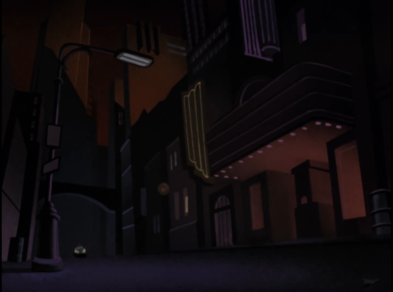 Picture of a gloomy street from Batman: The Animated Series