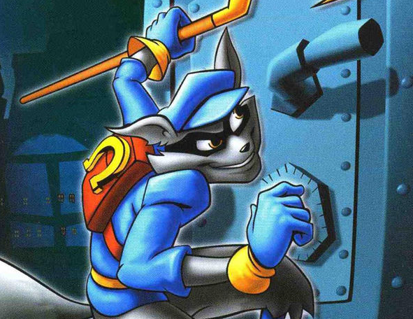 A cropped image from the cover of Sly Cooper, a PS2 game about a thief, where a horseshoe can be seen on the protagonist's backpack